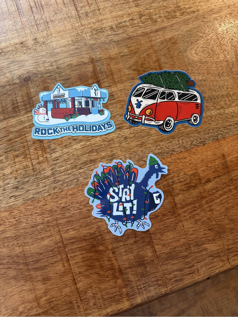 Dutch Bros Holiday Sticker Trio